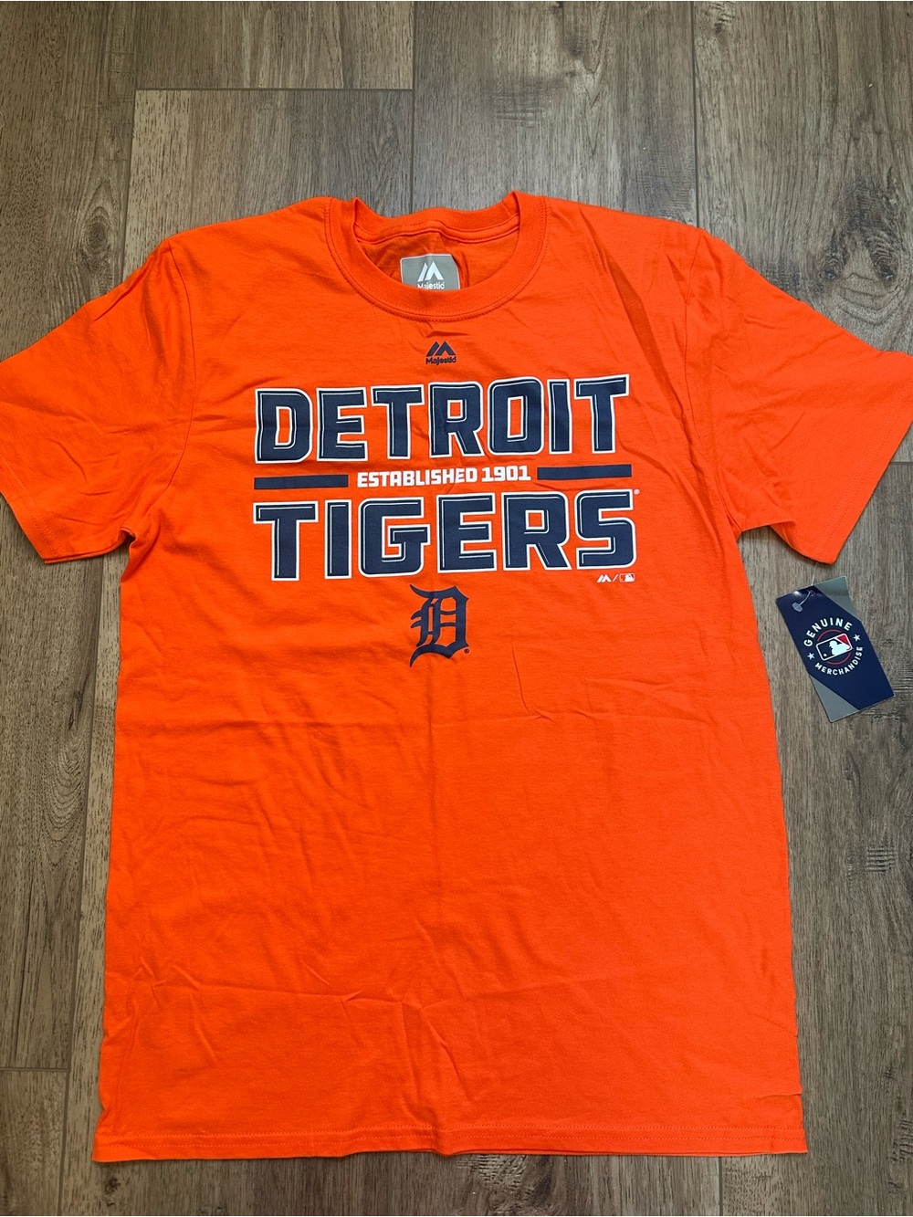 NWT! Majestic Unisex Detroit Tigers Tee, Shirt, Orange, Navy, Baseball, Fan, M